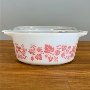 Vintage Pink Gooseberry casserole dish